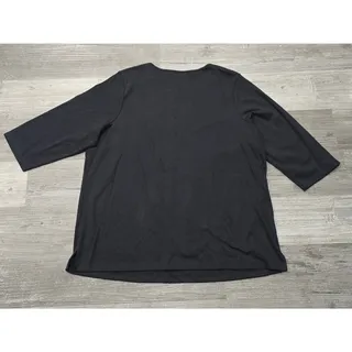 Photo of Quacker Factory Black 3/4 Sleeve Shirt with Rhinestone Keyhole Detail