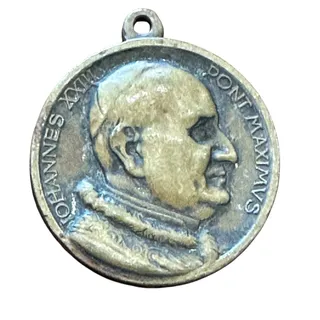 Photo of Vintage Pope John XXIII Vatican II Medal Pendant Enamel Cross 1962 Rome Italy