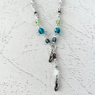 Photo of Multicolor Czech Glass Beaded Necklace - Flip Flop Sandal Charm