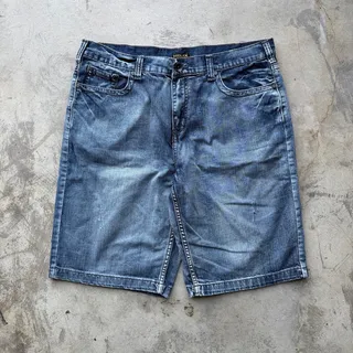 Photo of Y2K Helix Embroidered Denim Jorts Baggy Skate Shorts Size 38