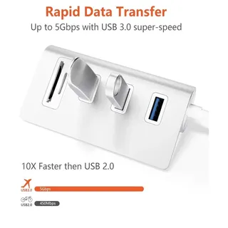 Photo of 3 Port USB Hub, SD Card & MicroSD Reader, Laptop Computer Plug And Play NEW
