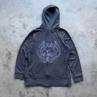 Photo of Vintage Y2K Harley-Davidson Women’s Biker Hoodie Wings Cross L