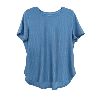 Photo of Vively Women's Activewear Blue Textured Short Sleeve Top