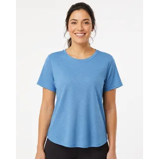 Photo of Vively Women's Activewear Blue Textured Short Sleeve Top