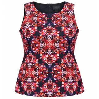 Photo of J.Crew Silk Cotton Blend Blouse Size 6 Floral Sleeveless Black Red Pink Preppy