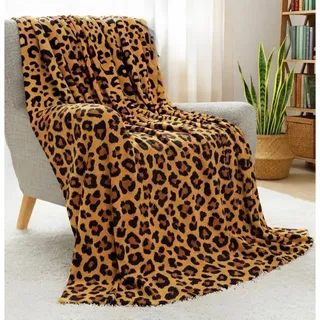 Photo of Leopard Print Throw Blanket 60"x80" - Lightweight Flannel Feece
