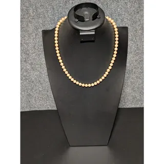 Photo of Vintage Glass Knotted Cord Pearl Necklace With Fancy Gold Tone Clasp