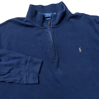 Photo of Polo Ralph Lauren Estate Rib 1/4 Zip Sweatshirt Men 3XB Navy Blue Flesh Pony