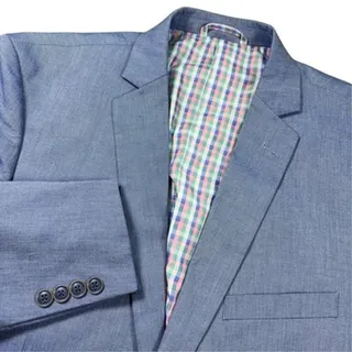 Photo of Light Blue Blazer Check Gingham Lining Men 42L Sport Jacket Coat US Polo Assn