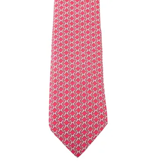 Photo of Vintage Hermès 100% Silk Men's Red Tie With Grey Geometric Designs
