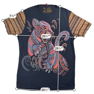 Photo of Ay Guey Jaguar Graphic T Shirt Mens Large Black Mexican Art Made in Mexico