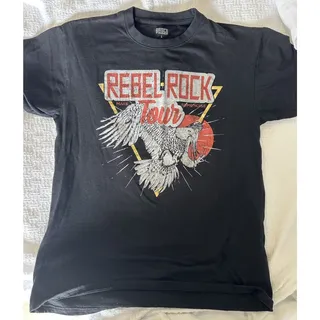 Photo of Brisco Brands T Shirt Men Large Black Rebel Rock Tour Eagle Graphic Print Cotton
