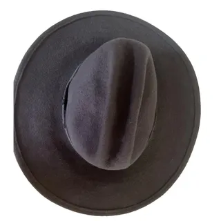 Photo of Broner Men's Gray Solid Wide Brim Cowboy Hat Felt Fedora with Hatband Size M