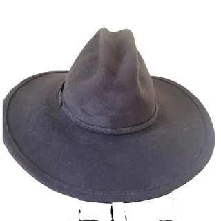 Photo of Broner Men's Gray Solid Wide Brim Cowboy Hat Felt Fedora with Hatband Size M