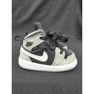 Photo of Nike Air Jordan 1 Mid SE Elephant Toe Grey Black Toddler Shoes Size 4C