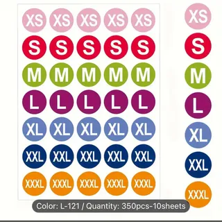 Photo of 350-Pack Clothing Size Stickers - Self-Adhesive to Identify XS-XXL