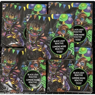 Photo of 200 Count Creepy Carnival Clown Blacklight Reactive Halloween Beverage Napkins