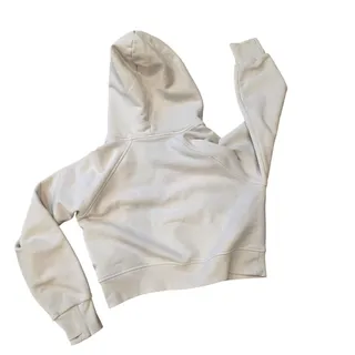 Photo of Athleta Girl ivory partial zip cropped hoodie with thumb holes girls sz 12