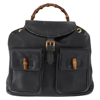 Photo of Gucci Bamboo Leather Backpack Black