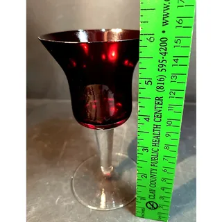 Photo of 2109. Vintage Ruby Red Stemmed Tulip Shaped Candle Holder Votives Tea Lights