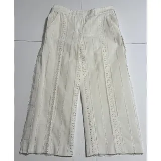 Photo of Veronica Beard Eyelet Cropped Pants, Off-White, Size 4