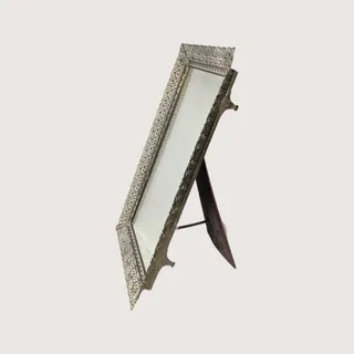 Photo of Vintage Metal and Glass Mirrored Vanity Tray