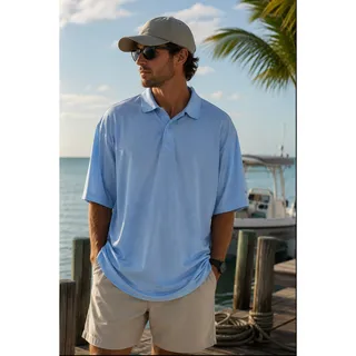 Photo of Men's Columbia PFG Button Up Polo Baby Blue XL Gorpcore Utility Fishing Outdoprs