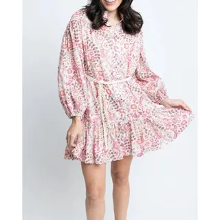 Photo of Karlie Floral Paris Button Down Rope Tie Dress, Size M