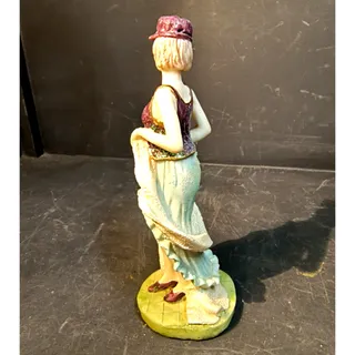 Photo of 2116. Vintage Style 1920s Flapper Girl Figurine Burgundy Teal Cream Deco 5.5 In