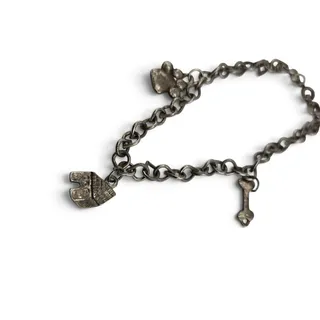 Photo of Vintage Dog Charm Bracelet Silver Tone Doghouse Bone Paw Print Pet Lover