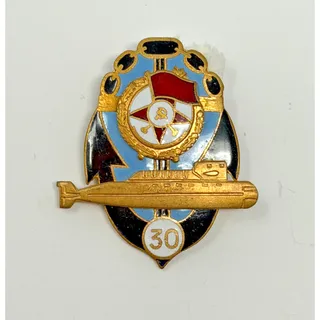 Photo of Soviet USSR Navy 30 Years Submarine Anniversary Badge Pin Red Banner