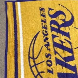 Photo of Vintage 1990s Biederlack Los Angeles Lakers Reversible Heavy Throw Blanket USA
