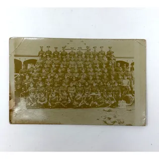 Photo of Antique RPPC British Soldiers Group Portrait Postcard Likely WWI Era