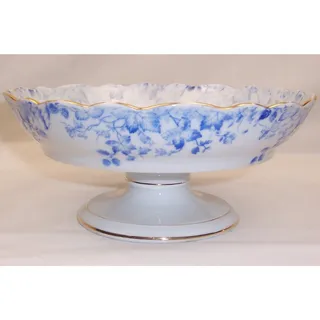 Photo of Antique Erdmann Schlegelmilch Germany Porcelain Compote Blue Grape Vine Tazza