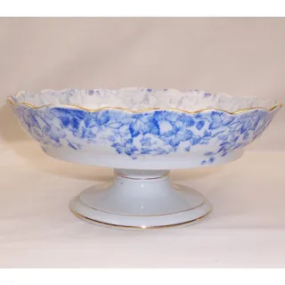 Photo of Antique Erdmann Schlegelmilch Germany Porcelain Compote Blue Grape Vine Tazza