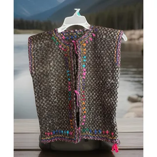 Photo of Vintage Handmade Wool hand loomed primative native american mayan aztec rug vest