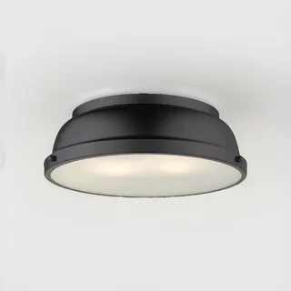 Photo of Golden Lighting Duncan 14" Flush Mount, Black/Matte Black Shade - 3602-14BLK-BLK