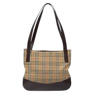 Photo of Burberry Nova Check Canvas Shoulder Bag Beige