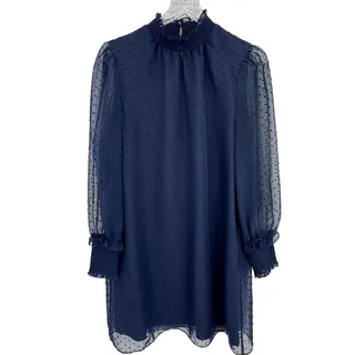 Photo of Draper James Lyndsay dress women's small Swiss dot smocked sheer sleeves mini