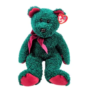 Photo of Ty Beanie Buddy Holiday Teddy Green Red Bow Plush 14 Inch Retired Original Tags
