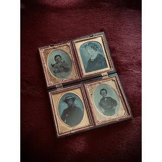 Photo of Rare Quadruple Union Case Daguerreotype Ambrotype Tintype Antique Photograph