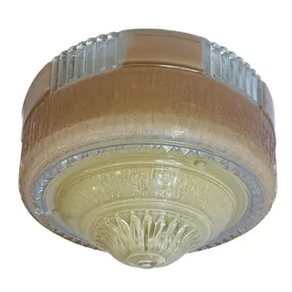 Photo of VTG Ceiling Light Fixture Base IBEW Union Label Glass Shade 1930s Vintage Ceiling Light Glass Shade Fixture Base As Is Parts Repair Lighting