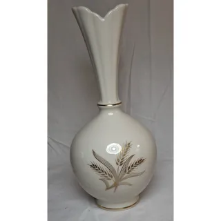 Photo of Lenox Harvest Wheat Pattern Bud Vase with 24k Gold Trim Cream Made in USA