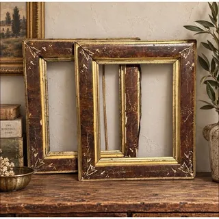 Photo of Pair Antique Victorian Aesthetic Movement Butterfly Floral Picture Frames c1880s