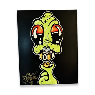 Photo of Cristo Salazar Original Signed 2013 Urban Pop Surreal Alien Painting 16x20