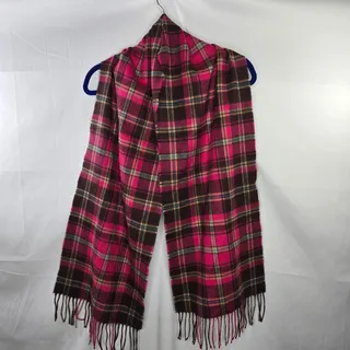 Photo of 100% Cashmere Scotland Multicolor Plaid Fringe Scarf