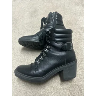 Photo of Mix No. 6 Black Lace-Up Block Heel Ankle Boots
