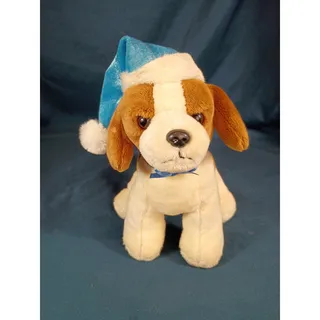 Photo of Vintage Golden Bear Co Puppy Dog Plush Blue Santa Hat