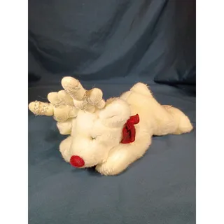 Photo of Vintage Russ Berrie Blitzy White Reindeer Plush 11in