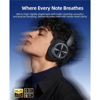 Photo of H1 Bluetooth Active Noise Cancelling Over-Ear Headphones Black Foldable Mic